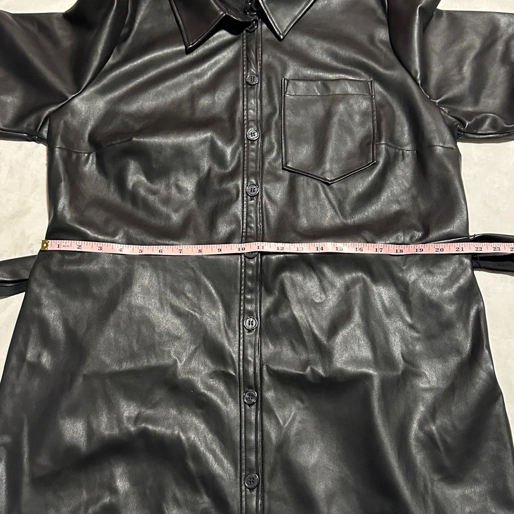 Eloquii Faux Leather Trench Dress Sz 18 - Picture 7 of 12